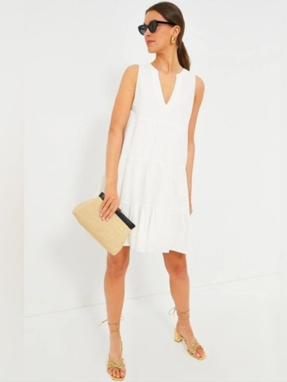 Tuckernuck Pomander Place Kenzo Sleeveless Mini Dress White Swiss Dot Size M